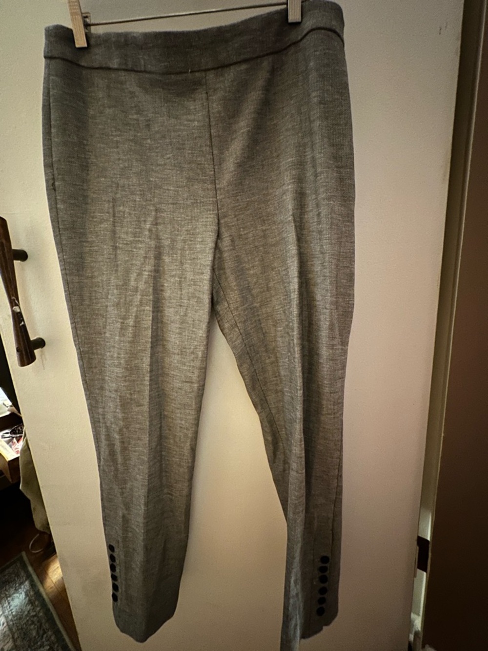 Talbots Gray Straight-Leg Dress Pants with Hem Buttons